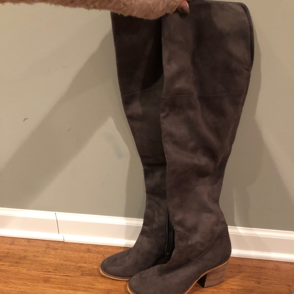 Brown thigh high boots